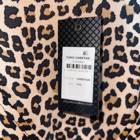 NWT CITY CHIC Cheetah Tunic Elastic Waist Mini Dress Long Sleeve Size 12 - Picture 5 of 8